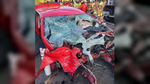 Siete heridos en un choque entre un autocar y un turismo en la C25D en Vic