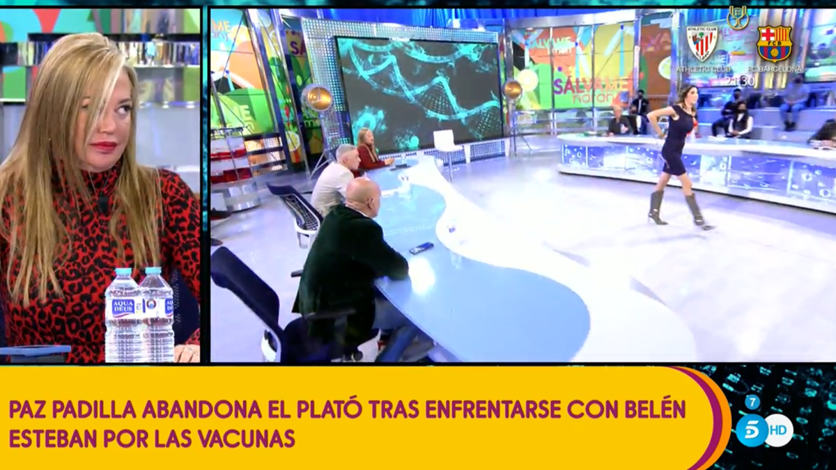 Paz Padilla abandona el plató de 'Sálvame' tras un enfrentamiento con Belén Esteban por las vacunas