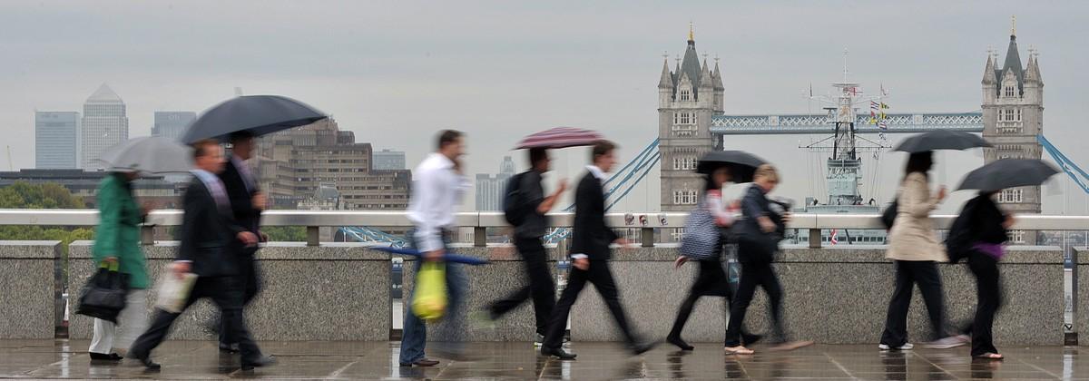 Empleados en la City de Londres. Empleados en la City de Londres.