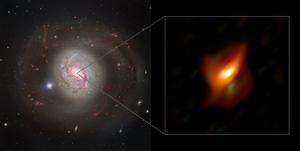 A la izquierda la galaxia Messier 77 y a la derecha una vista ampliada de la región más interna de esta galaxia, su núcleo galáctico activo, ambas vista con el Very Large Telescope de ESO. EFE/Foto cedida: ESO/Jaffe, Gámez-Rosas et al.