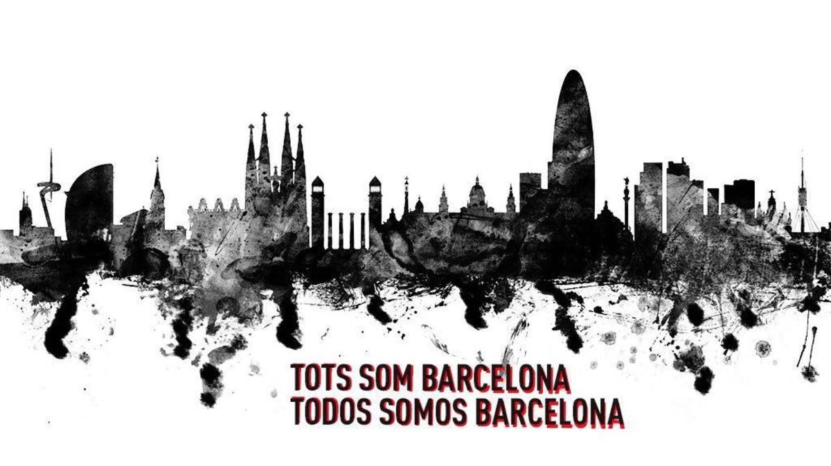 Una de las imágenes difundidas en Twitter en solidaridad con Barcelona.