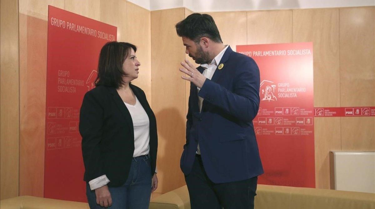 Adriana Lastra (PSOE) y Gabriel Rufián (ERC), el pasado junio en el Congreso de los Diputados. Adriana Lastra (PSOE) y Gabriel Rufián (ERC), el pasado junio en el Congreso de los Diputados.