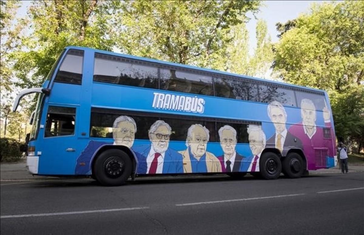 El ’tramabus’ de Podemos que circula por Madrid. El ’tramabus’ de Podemos que circula por Madrid.