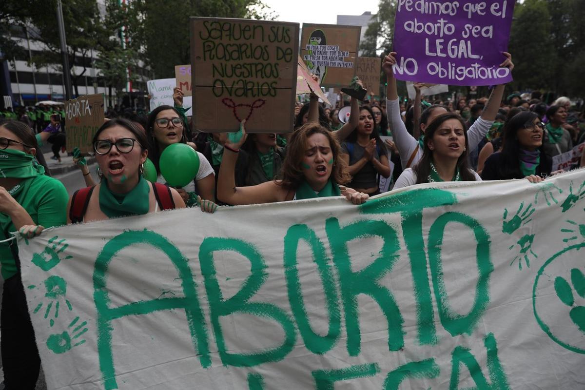 Manifestación en México a favor de la despenalización del aborto. 