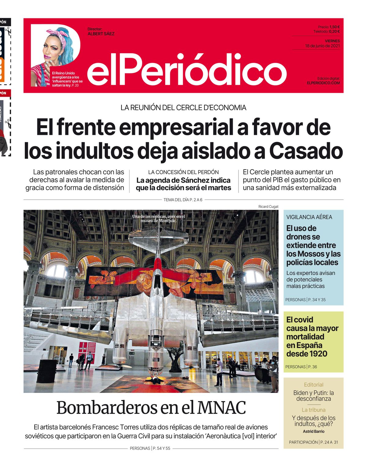 La portada de EL PERIÓDICO del 18 de junio de 2021 La portada de EL PERIÓDICO del 18 de junio de 2021