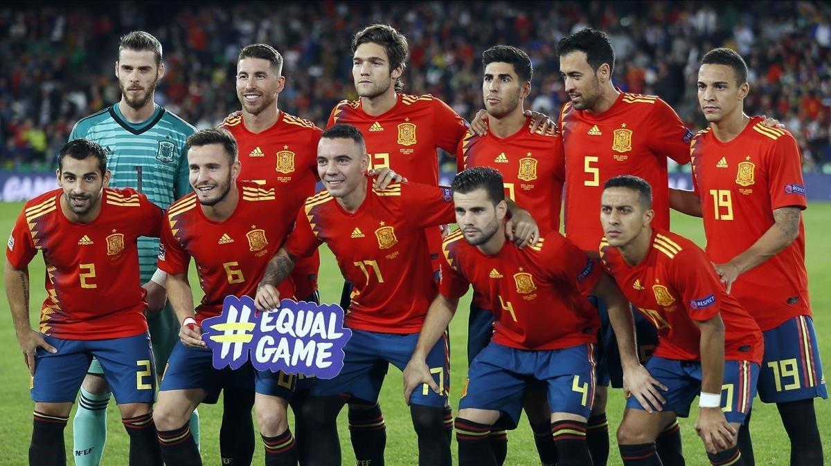 La alineación de España en el partido de la Liga de Naciones frente a Inglaterra en octubre del 2018.