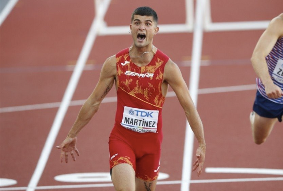 Asier Martínez, en la final de 110 vallas del Mundial, en la que se colgó el bronce