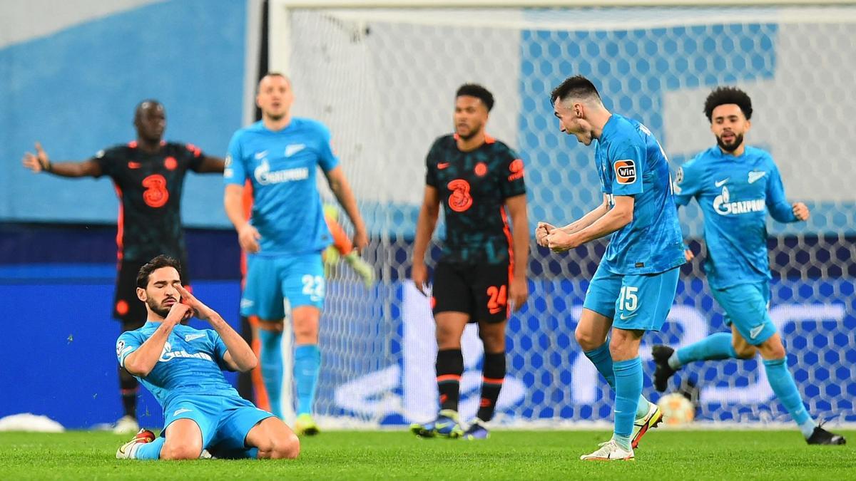 Ozdoev celebra el gol que supuso el empate del Zenit ante el Chelsea este miércoles.