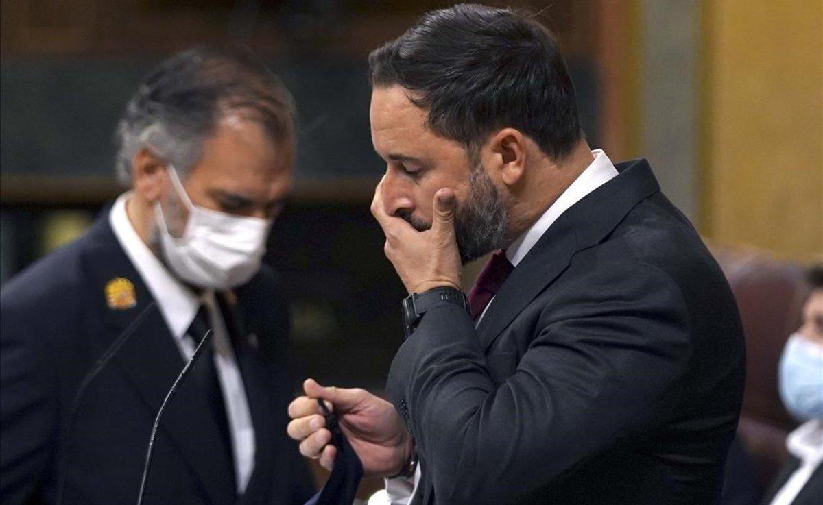 Santiago Abascal, durante la moción de censura. Santiago Abascal, durante la moción de censura.