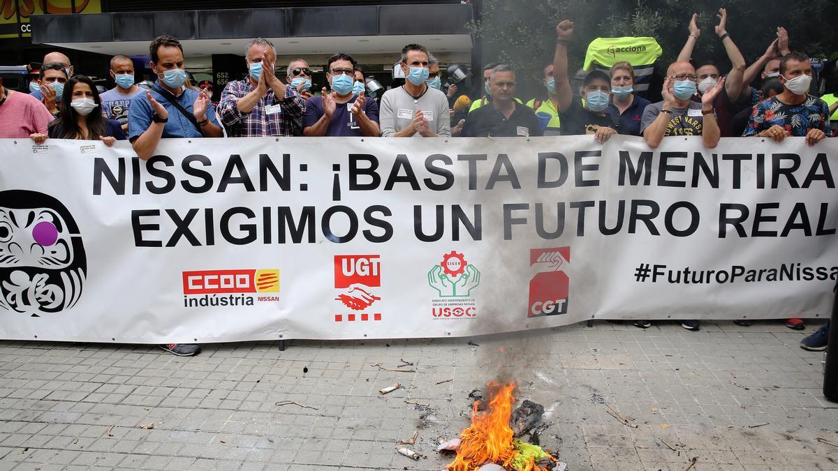 Manifestación de trabajadores de Nissan, el pasado junio en Barcelona.