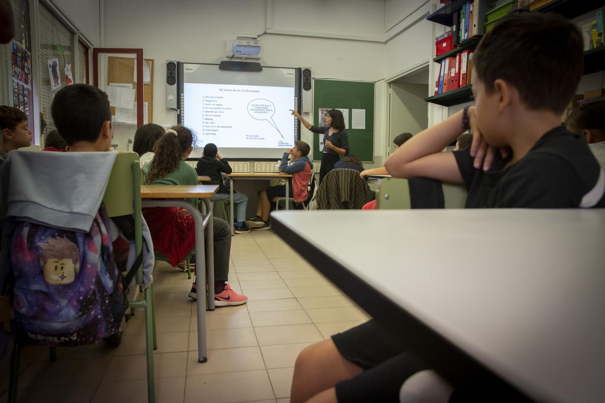 Aula de un colegio de primaria barcelonés, este curso 2022-2023.