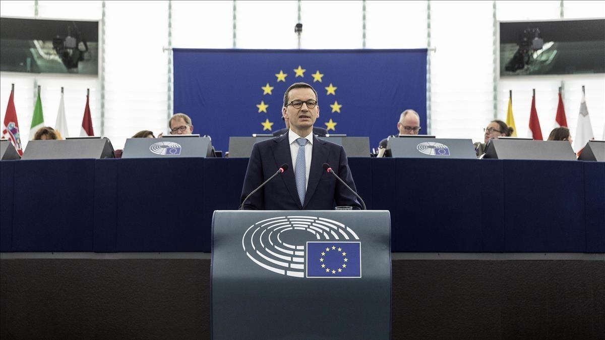 Mateusz Morawiecki, durante su discurso ante el Parlamento Europeo.
