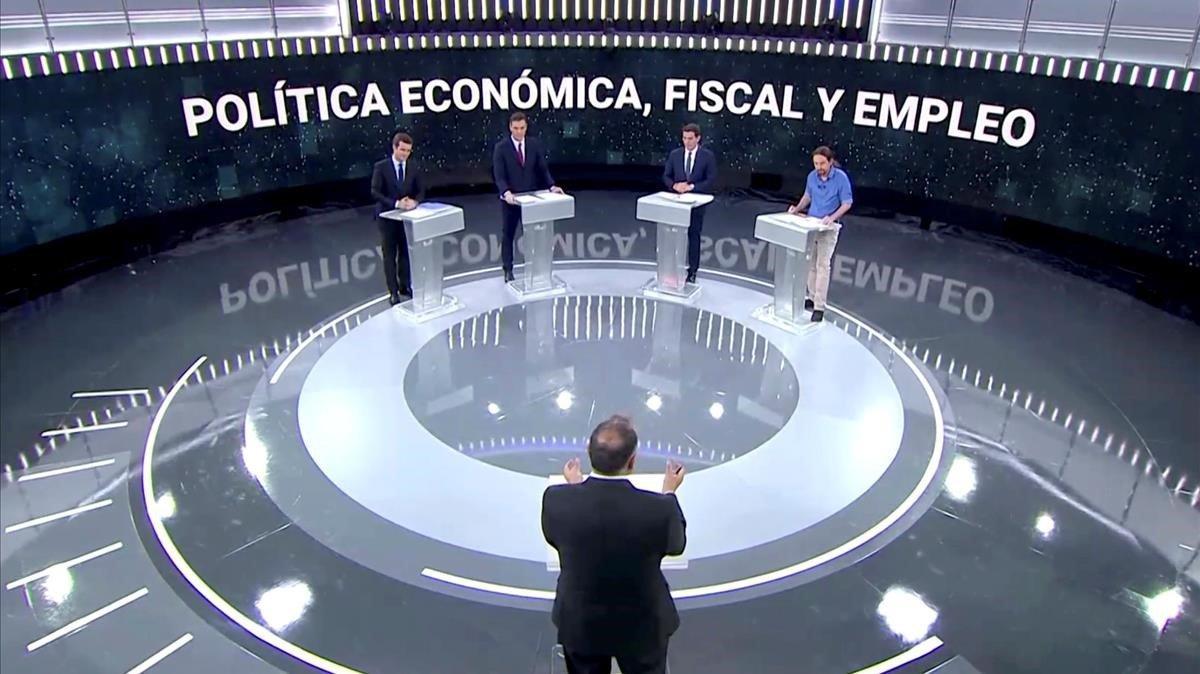 El debate electoral en TVE, con los cuatro candidatos.