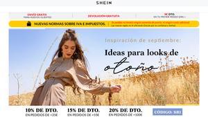 Imagen de la tienda electrónica de Shein en España.