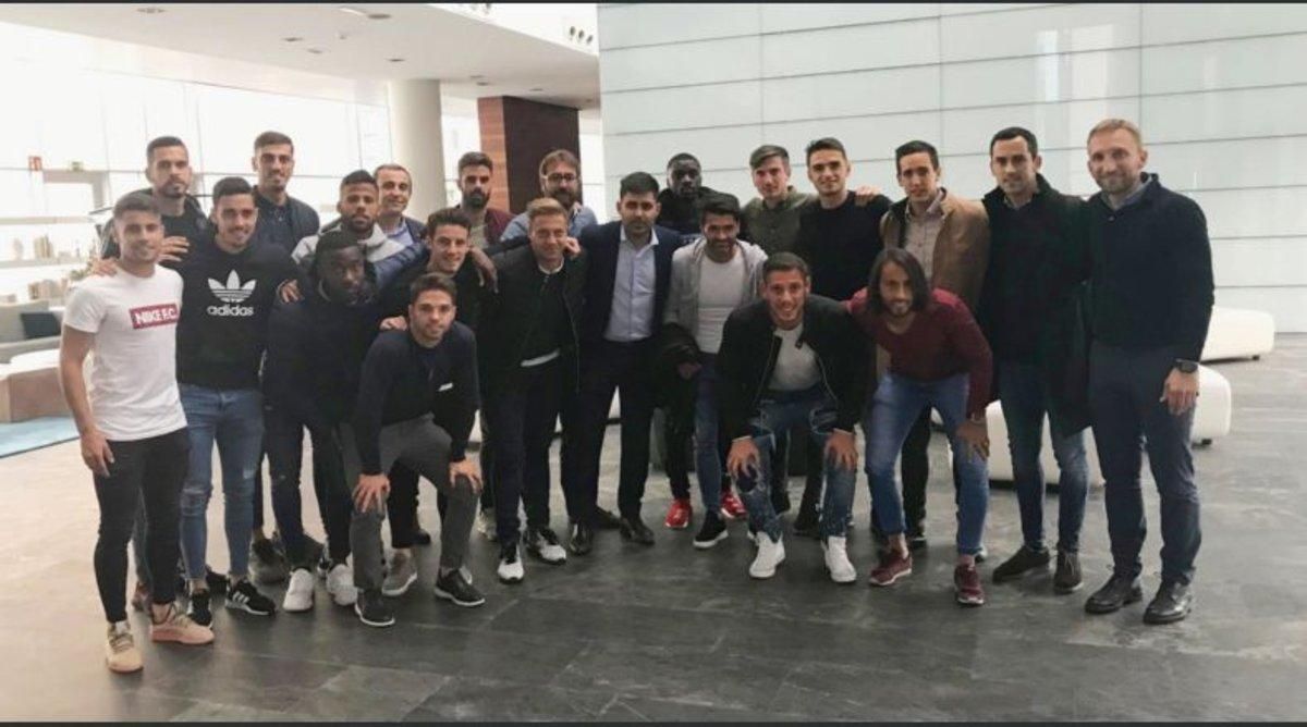 Los jugadores del Reus, este martes antes de la reunión con LaLiga. Los jugadores del Reus, este martes antes de la reunión con LaLiga.