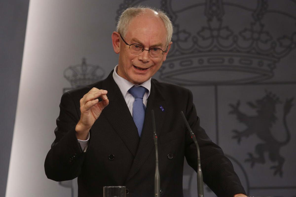 Herman van Rompuy, durante una rueda de prensa en la Moncloa, el pasado diciembre.