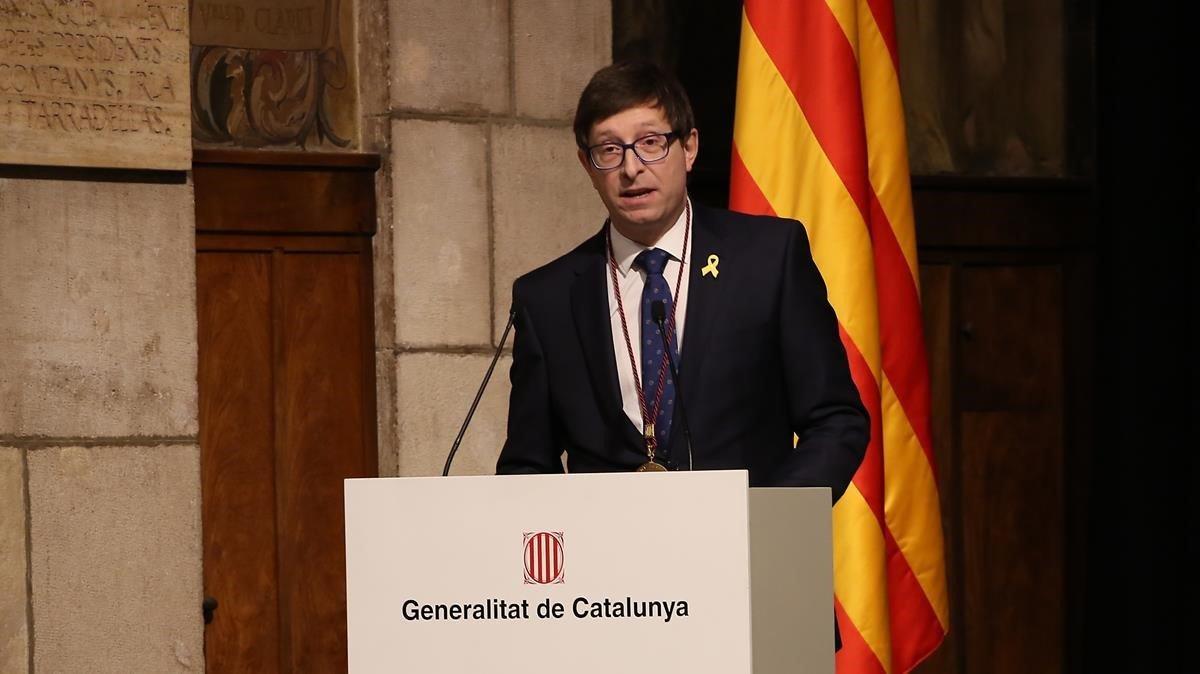 Carles Mundó, este viernes, en la entrega del Premi Justícia 2018 de la Generalitat.