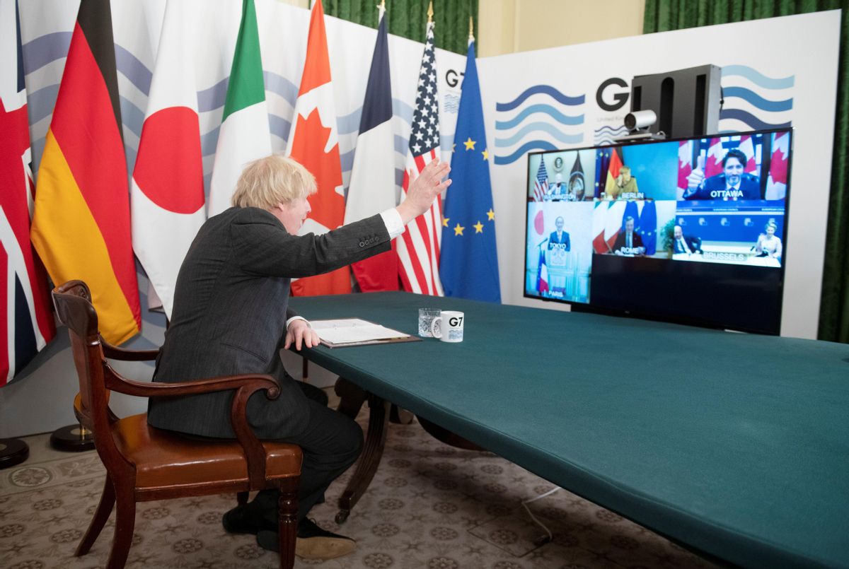 El primer ministro británico, Boris Johnson, preside la reunión del G-7 celebrada por vía telemática este viernes. El primer ministro británico, Boris Johnson, preside la reunión del G-7 celebrada por vía telemática este viernes.