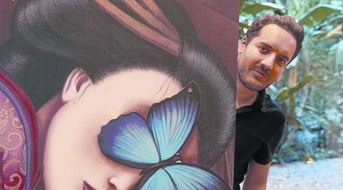 Benjamin Lacombe, en Barcelona, ante uno de sus dibujos de ’Madama Butterfly’. Benjamin Lacombe, en Barcelona, ante uno de sus dibujos de ’Madama Butterfly’.
