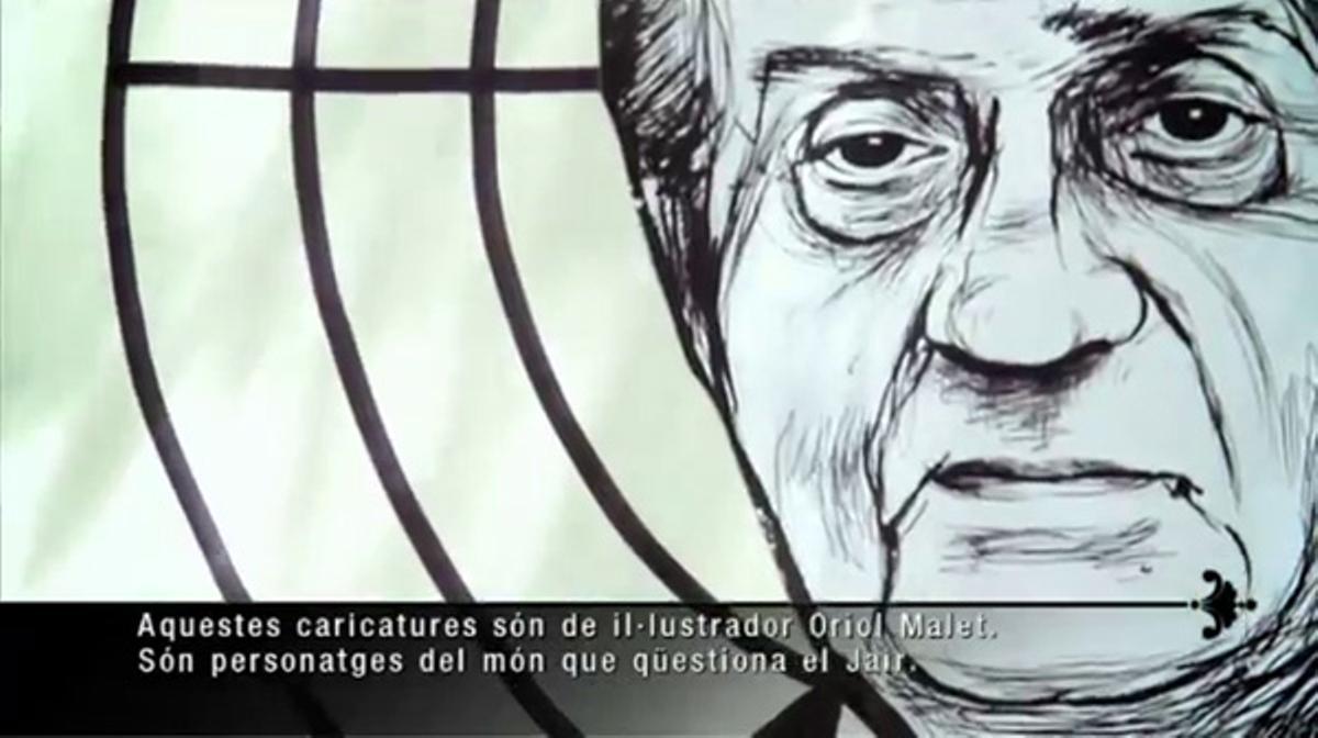 Fragmento del programa ’Bestiari il·lustrat’ en el que Jair Domínguez hace prácticas de tiro con una caricatura del Rey.