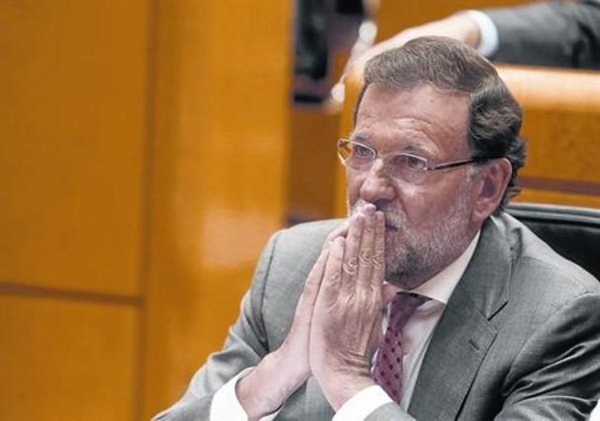 Mariano Rajoy, ayerdurante su comparecenciaen el Senado. Mariano Rajoy, ayerdurante su comparecenciaen el Senado.