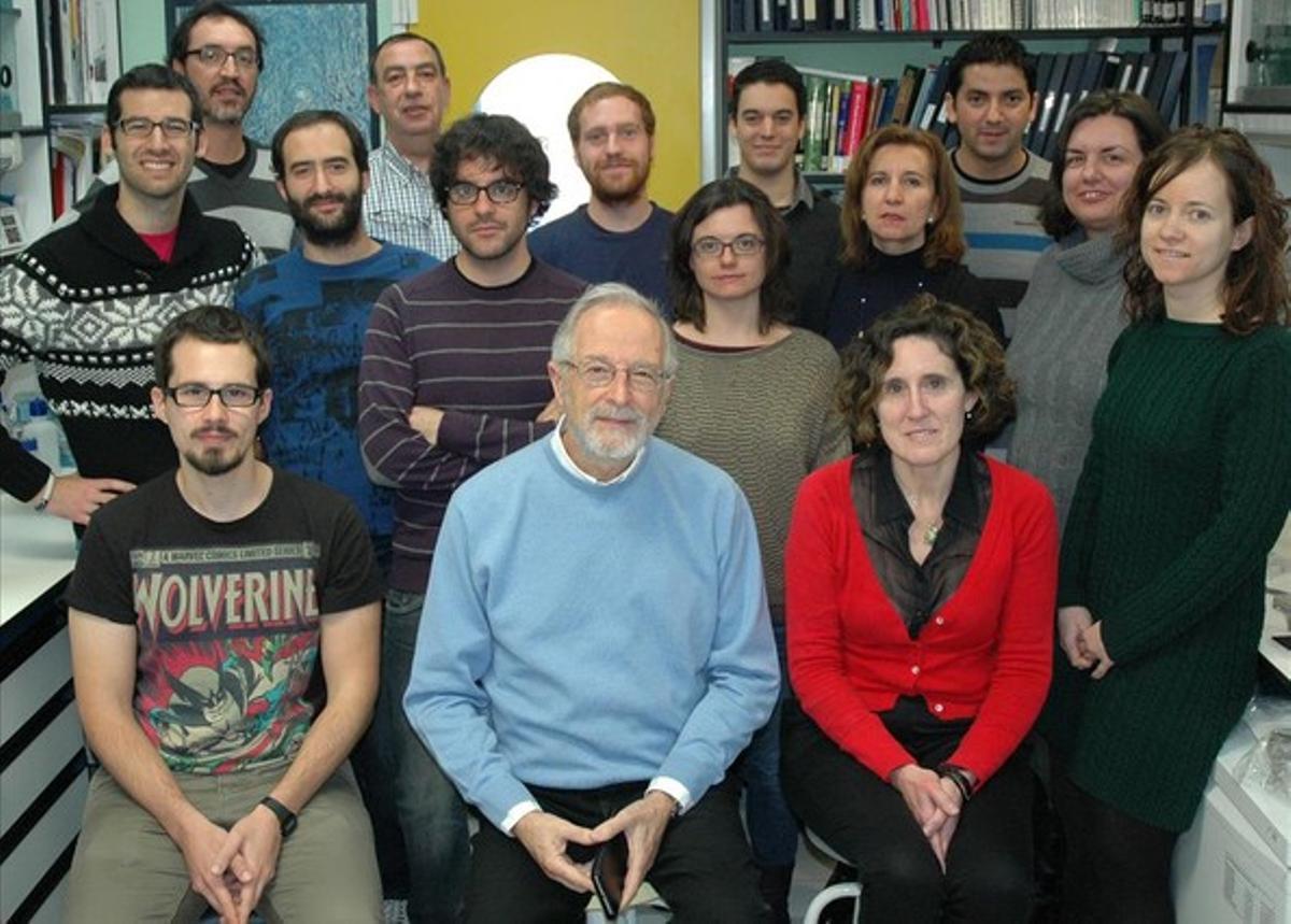 Investigadores del Laboratorio de Coronavirus del Centro Nacional de Biotecnología (CNB-CSIC), en Madrid, con su director, Luis Enjuanes, en el centro con jersey azul. Investigadores del Laboratorio de Coronavirus del Centro Nacional de Biotecnología (CNB-CSIC), en Madrid, con su director, Luis Enjuanes, en el centro con jersey azul.