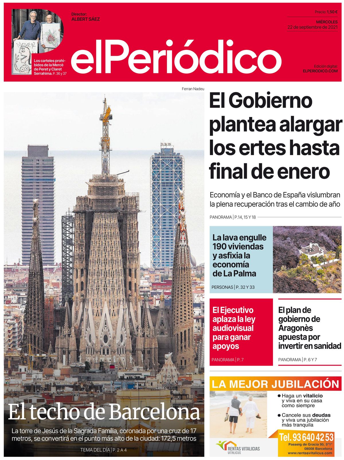 La portada de EL PERIÓDICO del 22 de septiembre del 2021 La portada de EL PERIÓDICO del 22 de septiembre del 2021