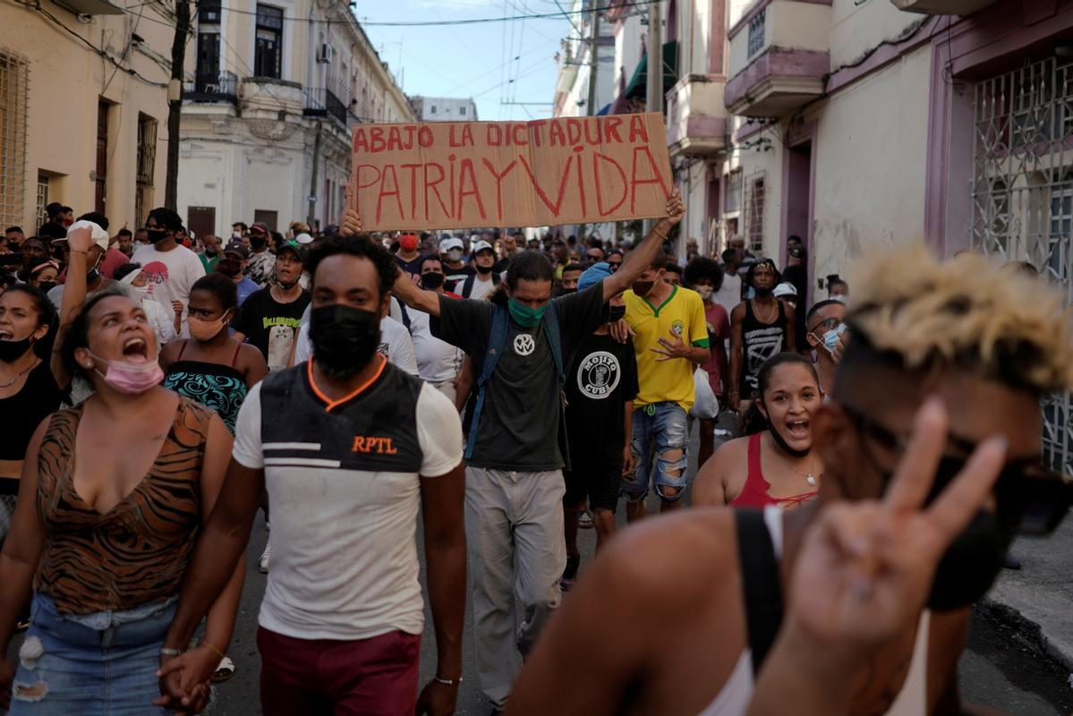 Protesta contra el Gobierno cubano en las calles de La Habana el pasado 11 de julio.