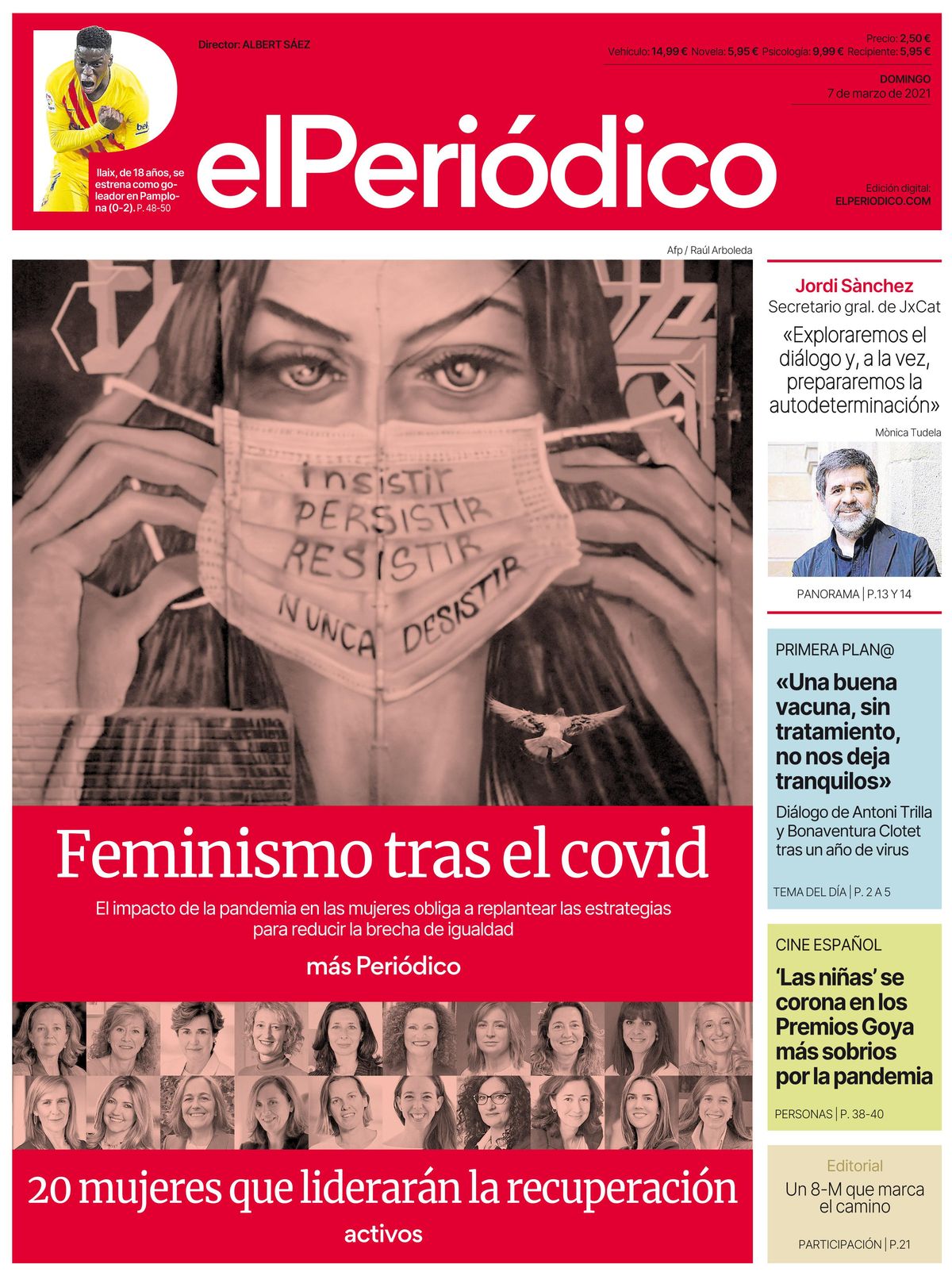 La portada de EL PERIÓDICO del 7 de marzo de 2021 La portada de EL PERIÓDICO del 7 de marzo de 2021