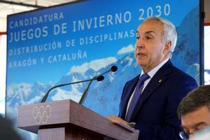  Alejandro Blanco presidente del COE durante la rueda de prensa que ofreció esta tarde sobre la candidatura a los JJ.OO de Invierno de Catalunya y Aragón. 