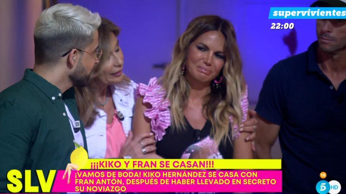 Marta López llorando en ’Sálvame’ por la boda de Kiko Hernández. Marta López llorando en ’Sálvame’ por la boda de Kiko Hernández.