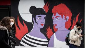 Mural contra la violencia machista en la UAB