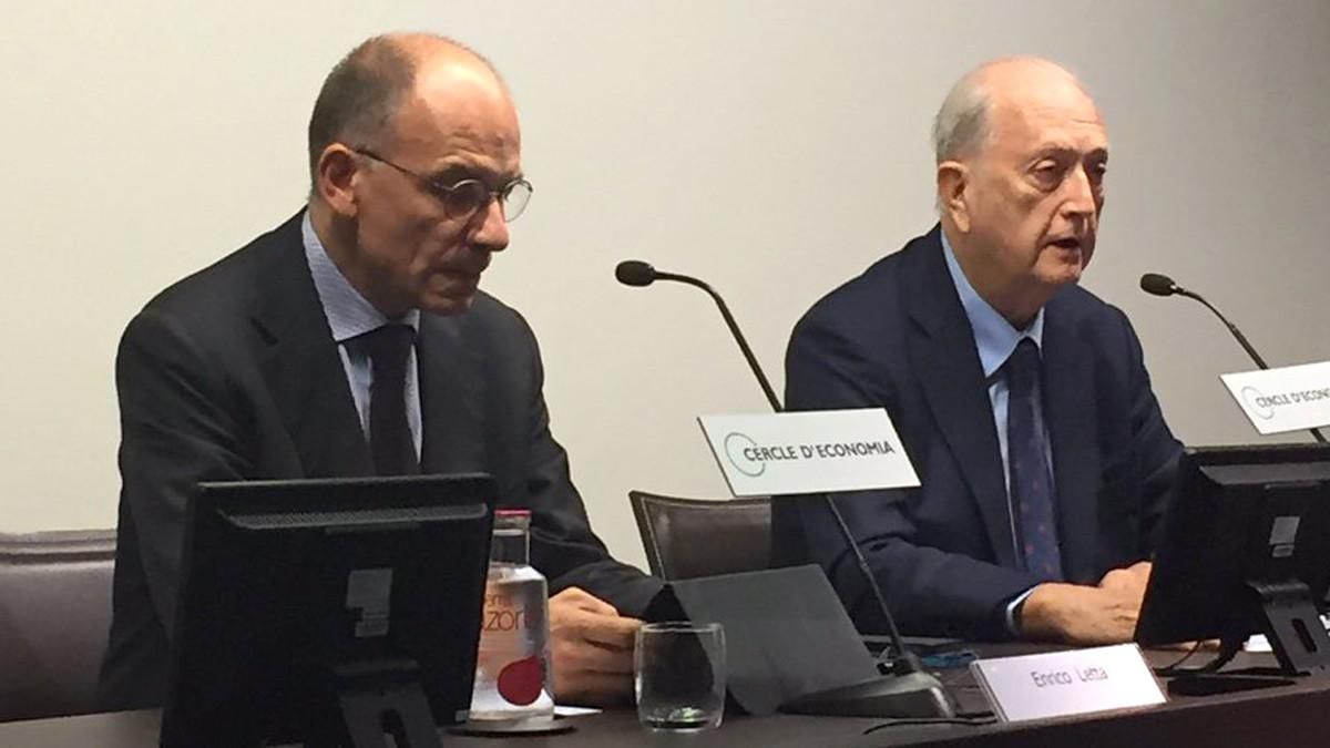 Enrico Letta, izquierda, con Joan Josep Brugera, en el Cercle d’Economia. Enrico Letta, izquierda, con Joan Josep Brugera, en el Cercle d’Economia.