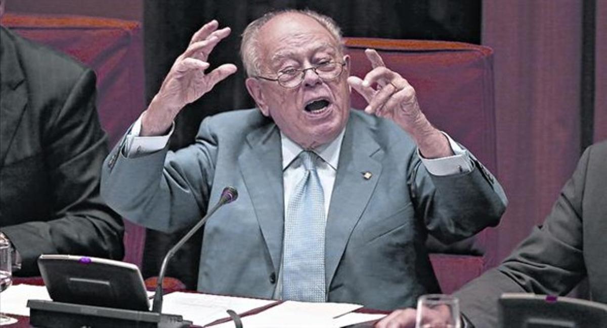 Jordi Pujol, durante su testimonio en el Parlament. Jordi Pujol, durante su testimonio en el Parlament.