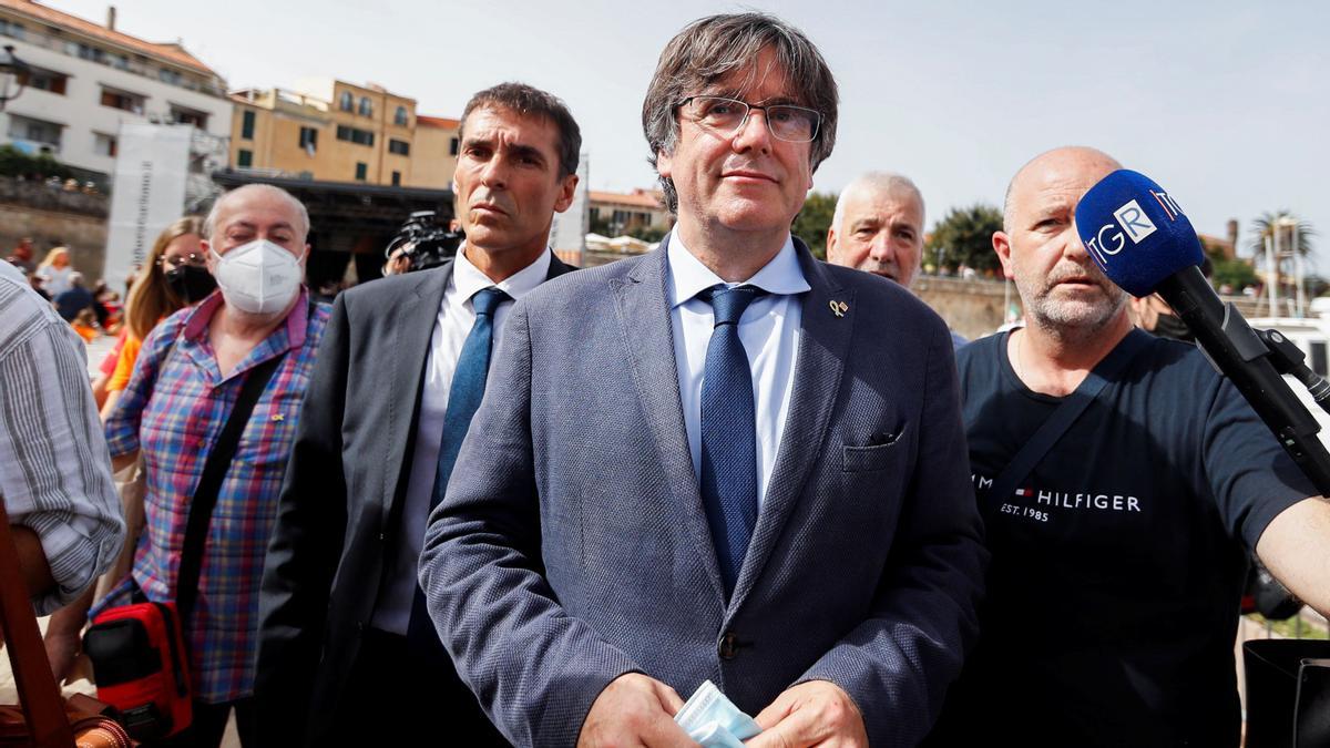 Carles Puigdemont en el Encuentro Internacional de Adifolk, en L’Alguer, el 25 de septiembre, tras su detención.