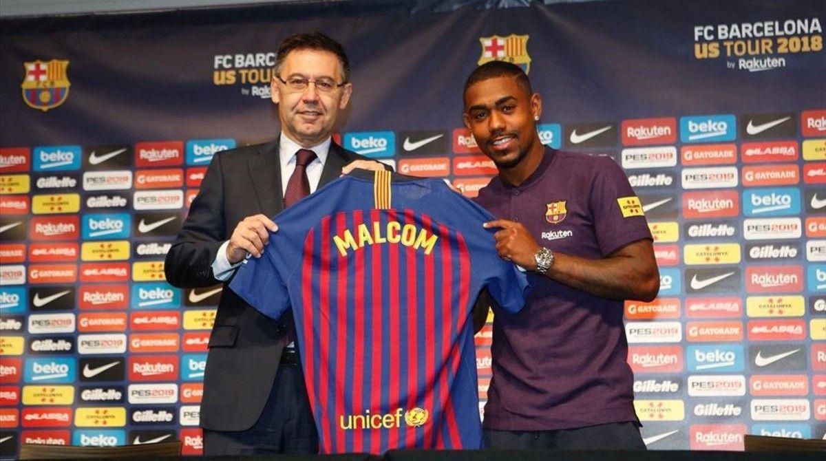 Bartomeu y Malcom, en la presentación del jugador en EEUU. Bartomeu y Malcom, en la presentación del jugador en EEUU.