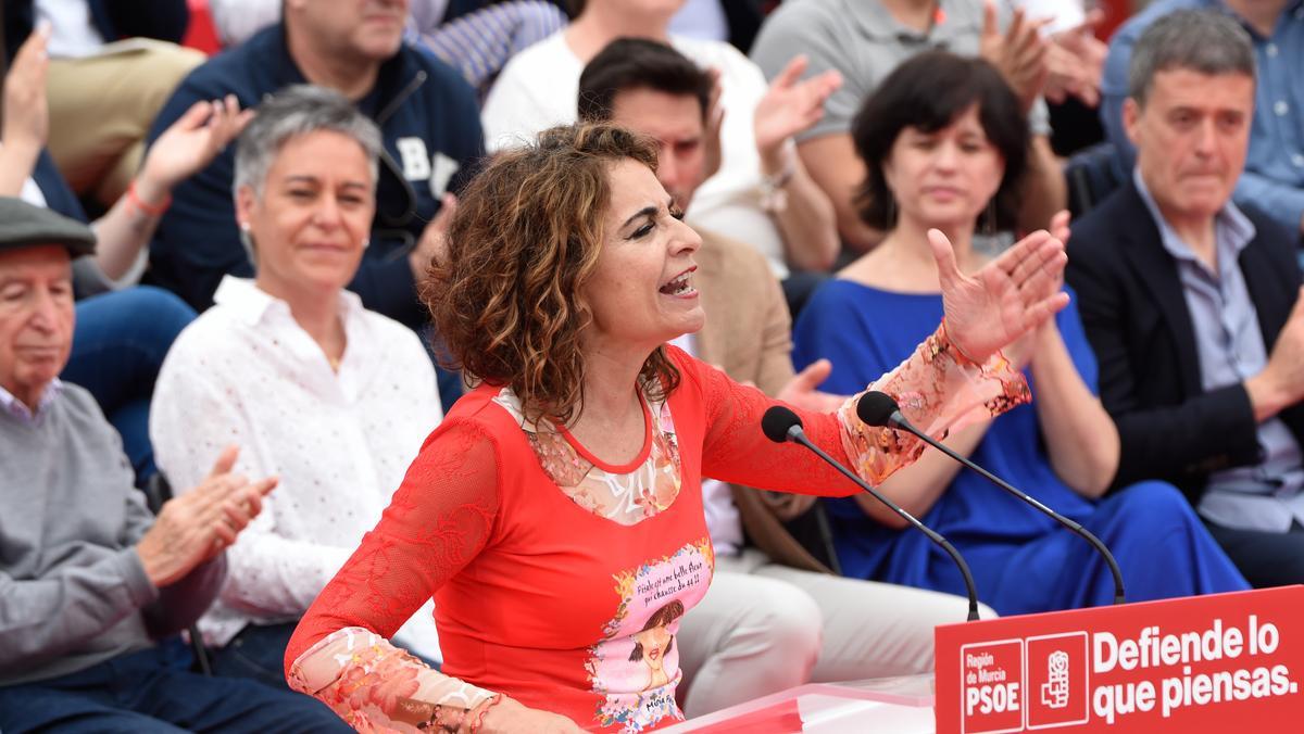 La ministra de Hacienda, María Jesús Montero, en un acto en Murcia. 