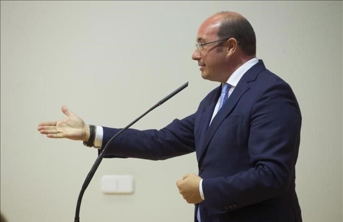 Pedro Antonio Sánchez, durante una rueda de prensa en Cartagena, el pasado 30 de marzo. Pedro Antonio Sánchez, durante una rueda de prensa en Cartagena, el pasado 30 de marzo.