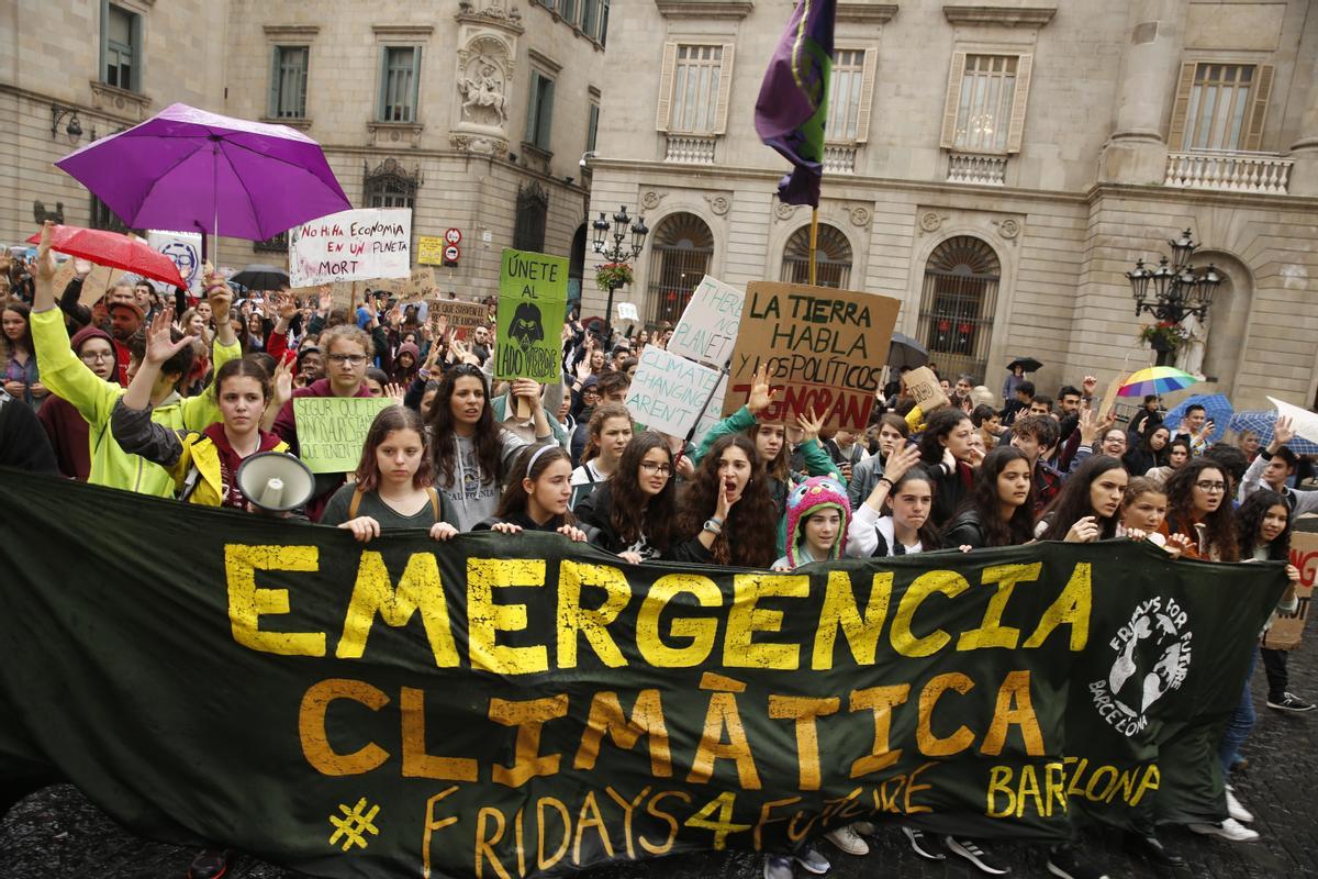 Manifestación juvenil contra el cambio climático, en 2019 en Barcelona