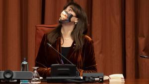 La presidenta del Parlament, Laura Borràs, durante la reunión de la Junta de Portavoces en la que Borràs ha ofrecido explicaciones a los grupos parlamentarios sobre su actuación en el caso Juvillà.
