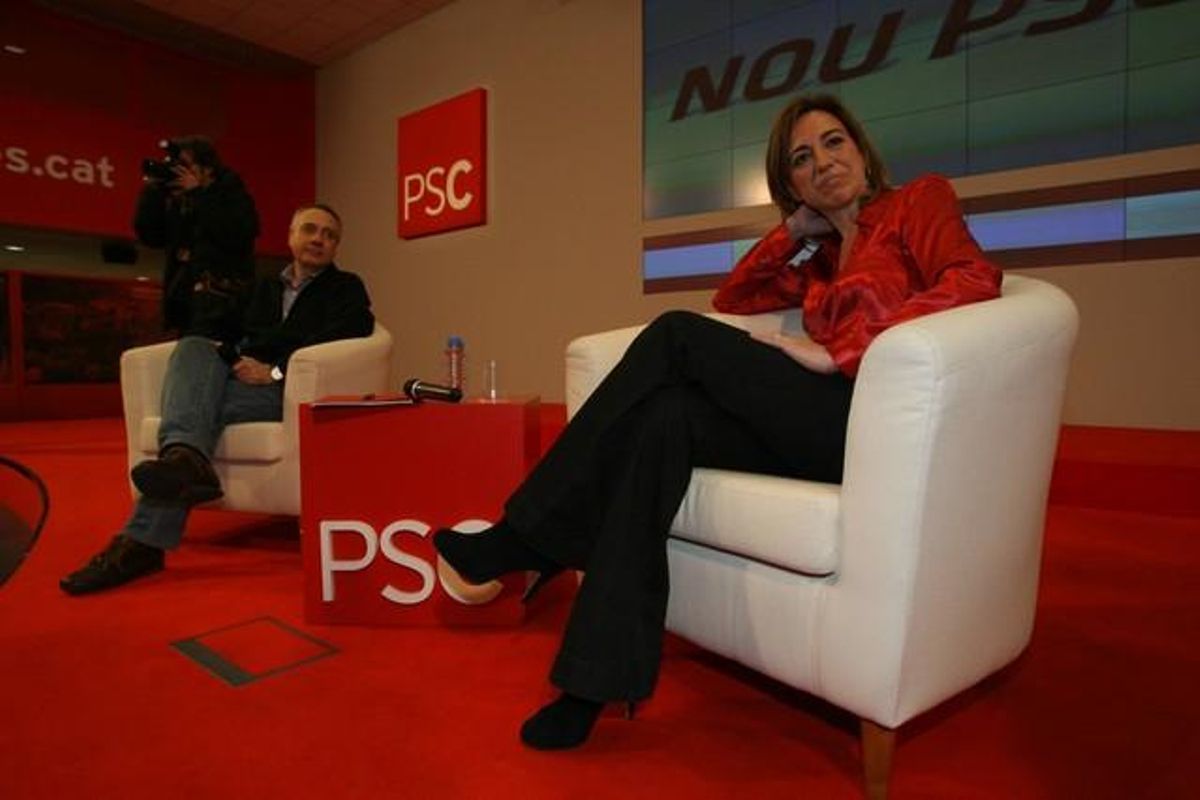 Carme Chacón y Pere Navarro, en la sede del PSC. Carme Chacón y Pere Navarro, en la sede del PSC.
