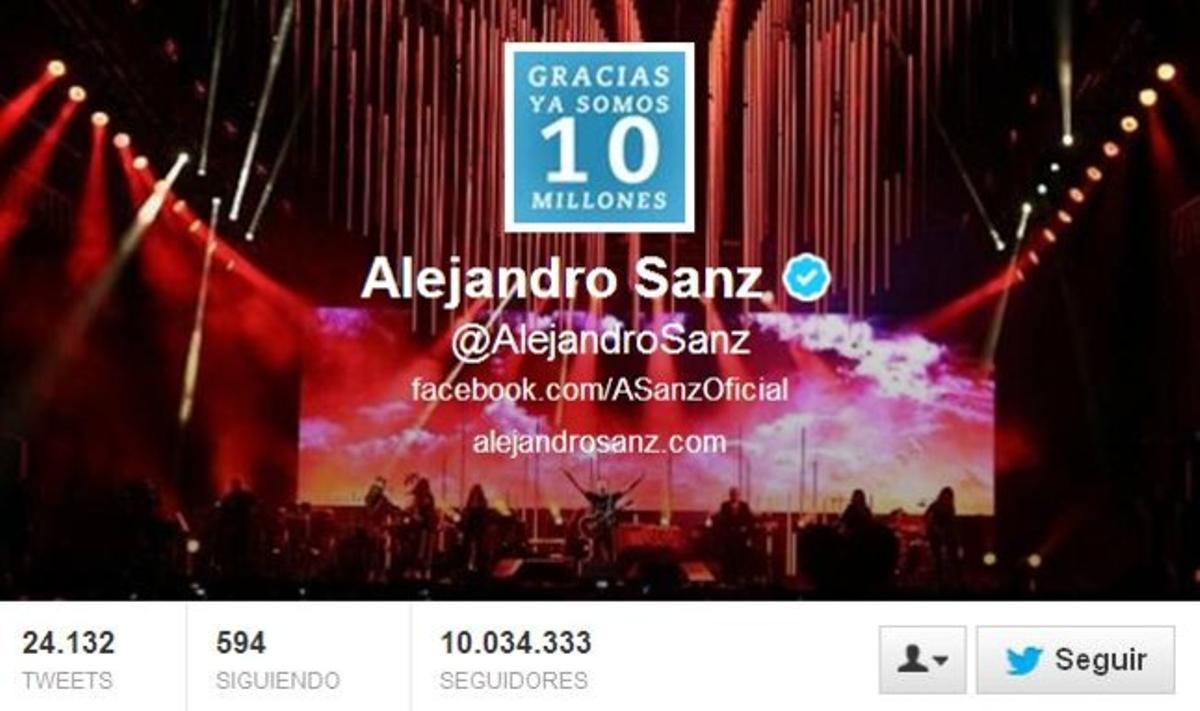 El cantante madrileño Alejandro Sanz es el famoso español con más seguidores. El cantante madrileño Alejandro Sanz es el famoso español con más seguidores.