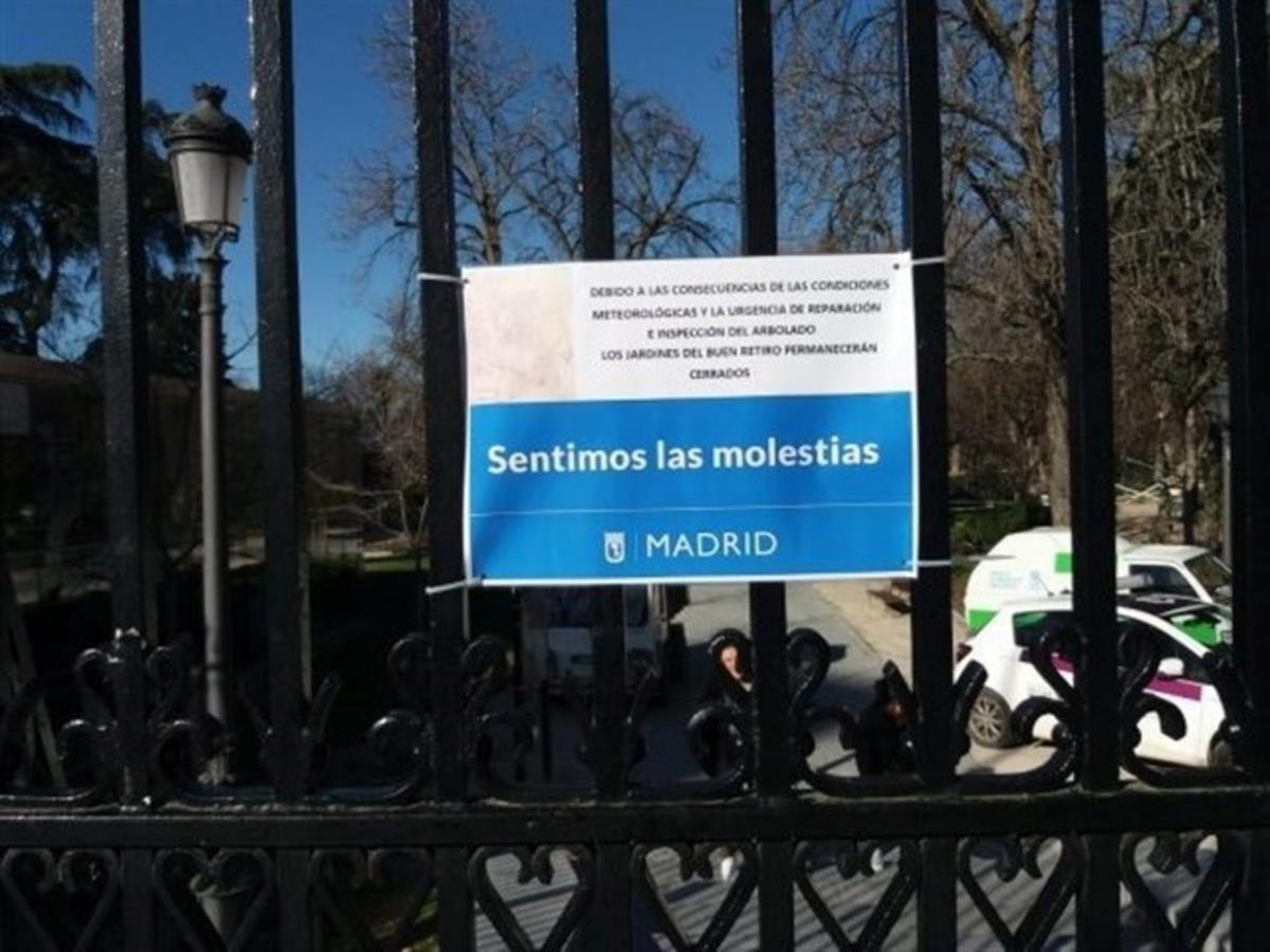 Madrid adelantó el cierre del Retiro "aunque la previsión no era de alerta" y el pino se revisó el jueves