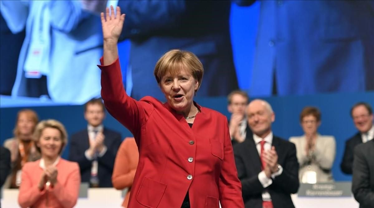 Angela Merkel, en el congreso de la CDU. Angela Merkel, en el congreso de la CDU.