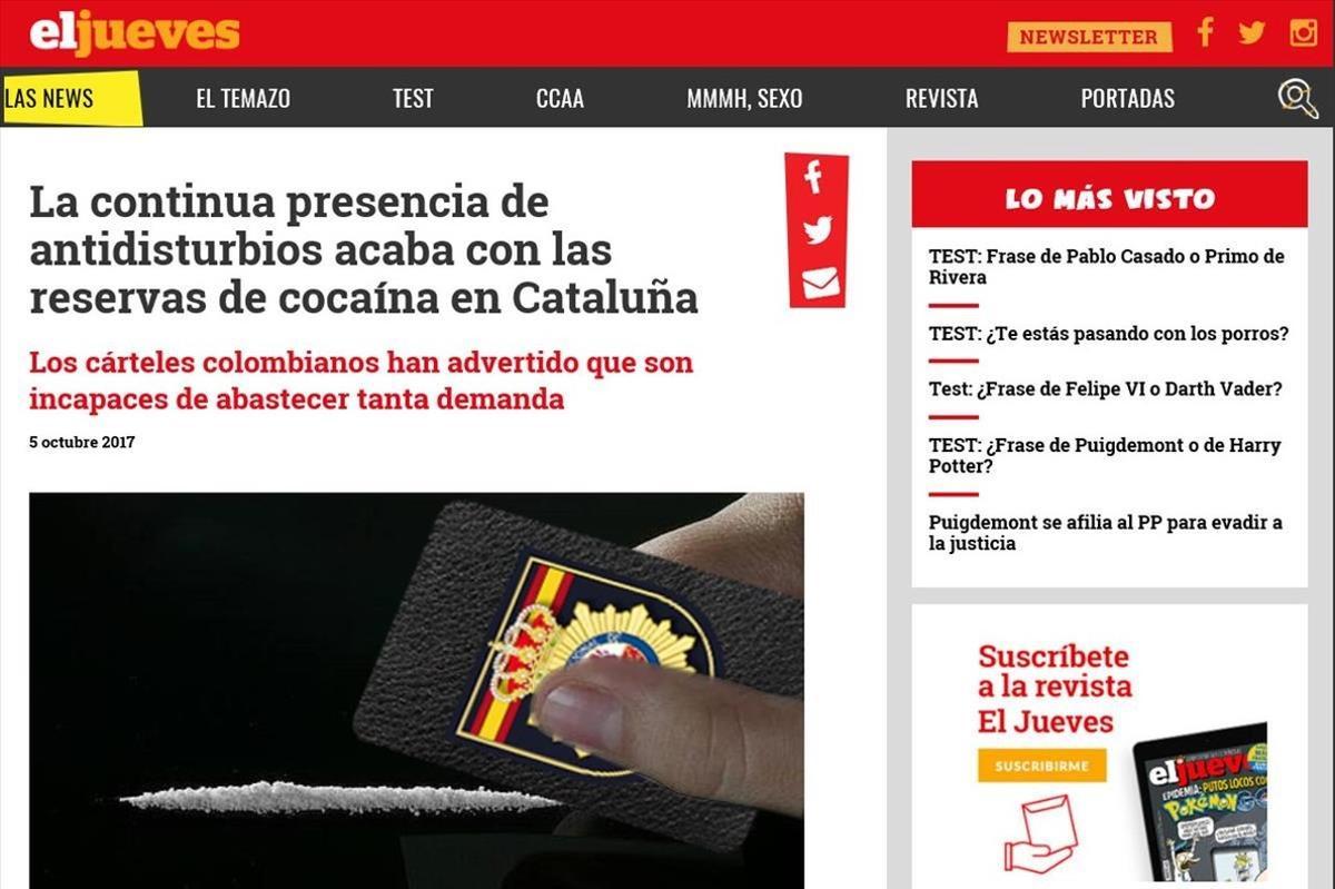 EL JUEVES    La continua presencia de antidisturbios acaba con las reservas de cocaina en Cataluna
