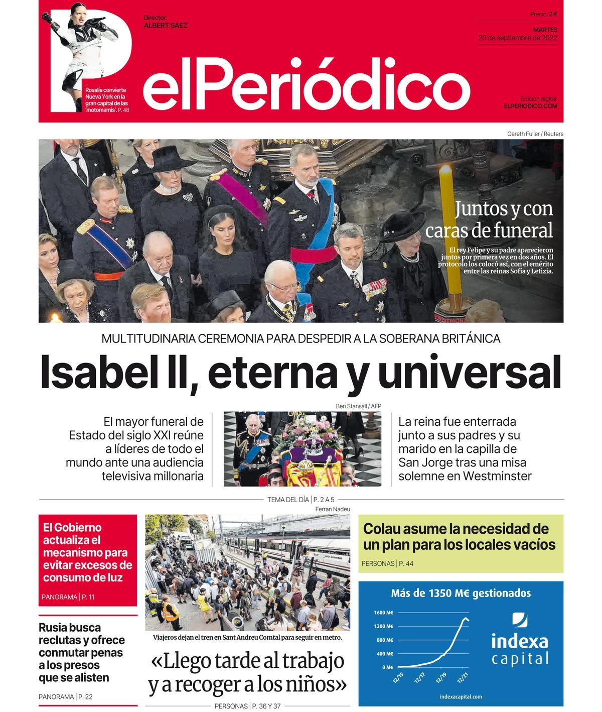 La Portada De EL PERIÓDICO Del 20 De Septiembre De 2022