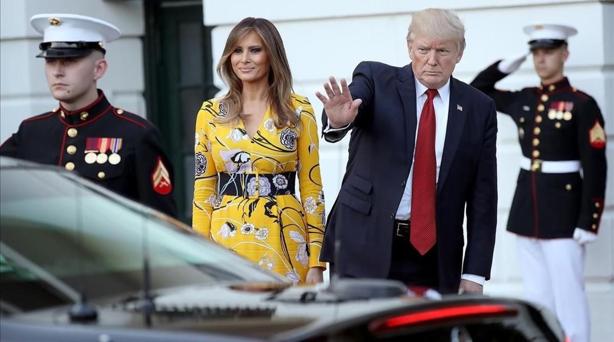 Trump (derecha) y su mujer, Melania, despiden al primer ministro indio, Narendra Modi, de visita en la Casa Blanca, el 26 de junio. Trump (derecha) y su mujer, Melania, despiden al primer ministro indio, Narendra Modi, de visita en la Casa Blanca, el 26 de junio.
