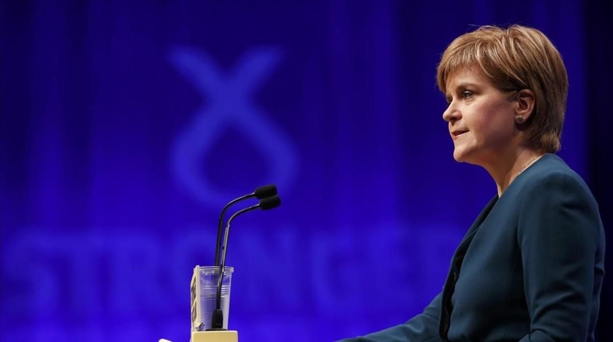 Nicola Sturgeon habla en la conferencia del SNP. Nicola Sturgeon habla en la conferencia del SNP.