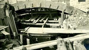 En las obras del funicular de Vallvidrera de 1913 todavía se hacían servir métodos muy antiguos de construcción.