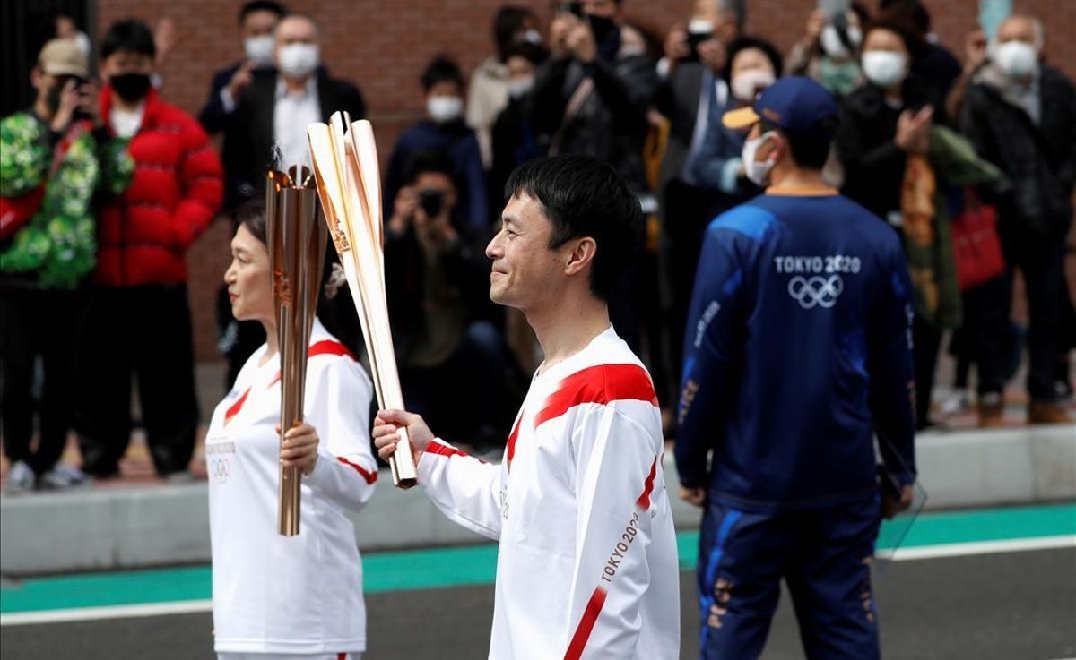 Relevo de la antorcha olímpica de los Juegos Olímpicos de Tokyo, en Fukushima, el 26 de marzo. Relevo de la antorcha olímpica de los Juegos Olímpicos de Tokyo, en Fukushima, el 26 de marzo.